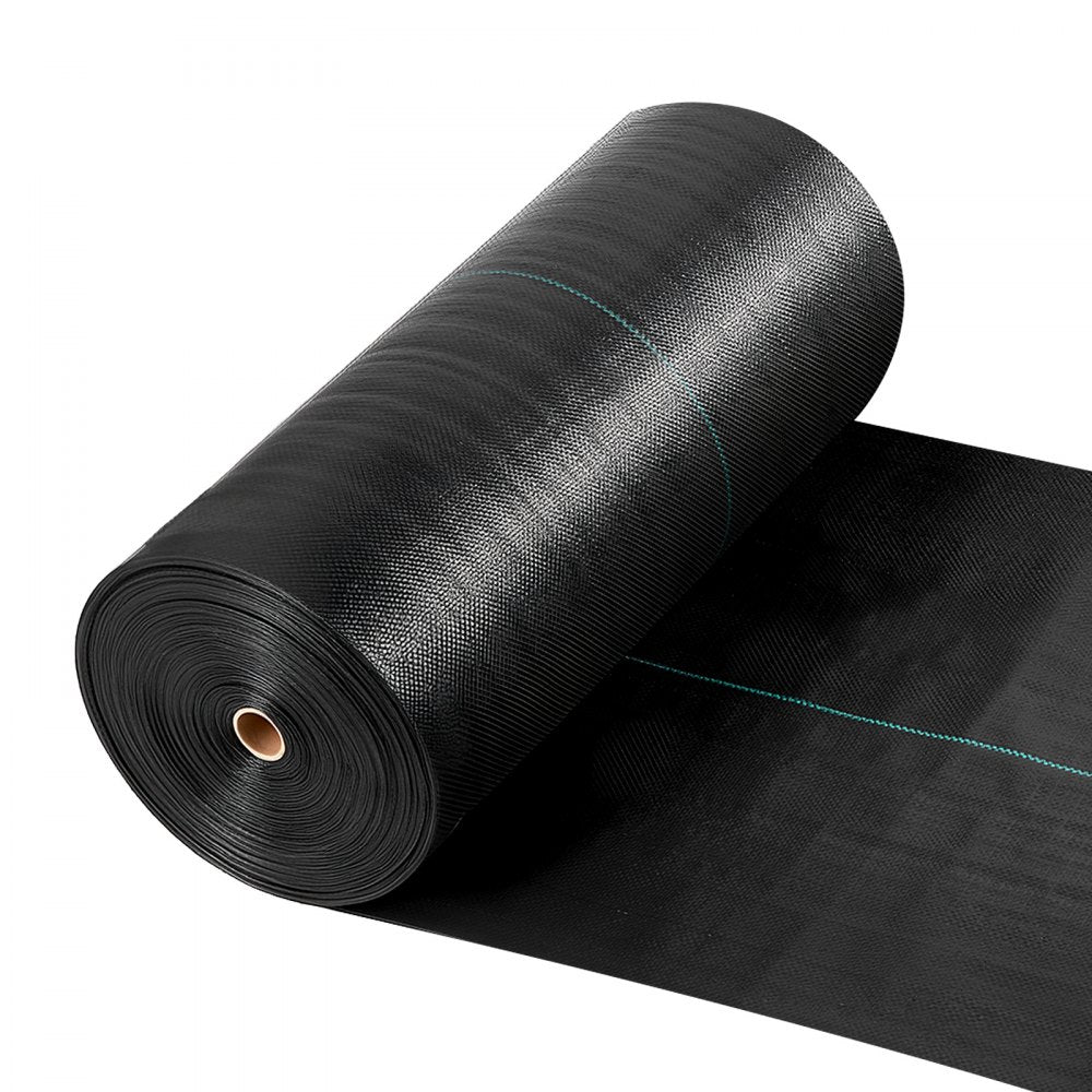 VEVOR Weed Barrier Fabric Heavy Duty, 3x100FT 5oz Landscape Fabric, Woven Weed Blocker Fabrics, Garden Fabrics Weeds Barrier, Weeds Control Ground Cover, Geotextile Webbing, Gardening Mat, Black
