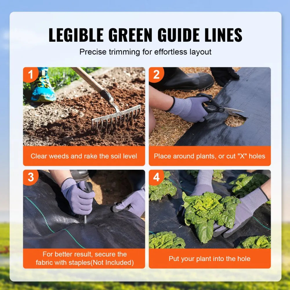 VEVOR Weed Barrier Landscape Fabric, 6.5*330FT Heavy Duty Garden Weed Fabric, Woven PP Weed Control Fabric, Driveway Fabric, Geotextile Fabric for Landscaping, Ground Cover, Weed Blocker Weed Mat, Black