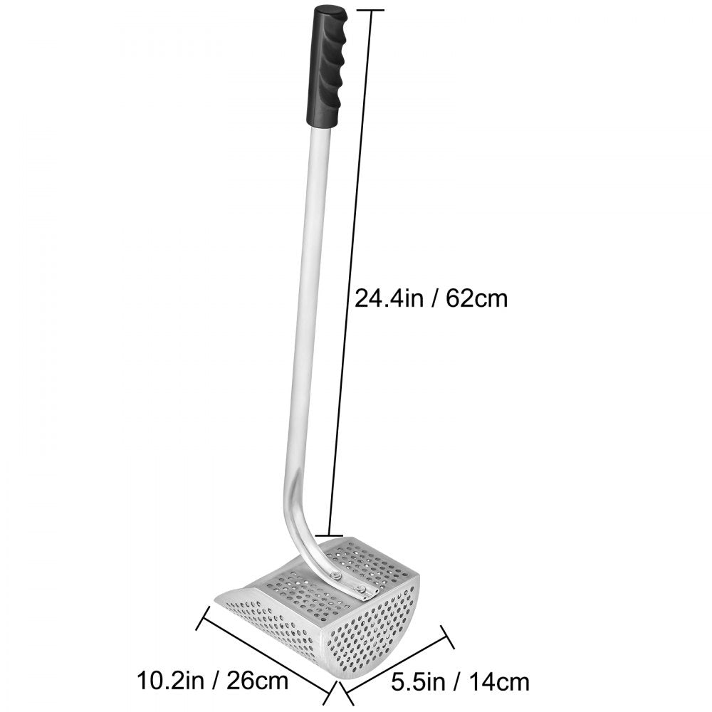 VEVOR Metal Detector Sand Scoop, Stainless Steel Metal Detecting Beach Scoop Scoops, 10 MM Hole Beach Metal Detector Scoop Shovel, with Stainless Steel Handle Pole, for Metal Detecting Treasure Huntin