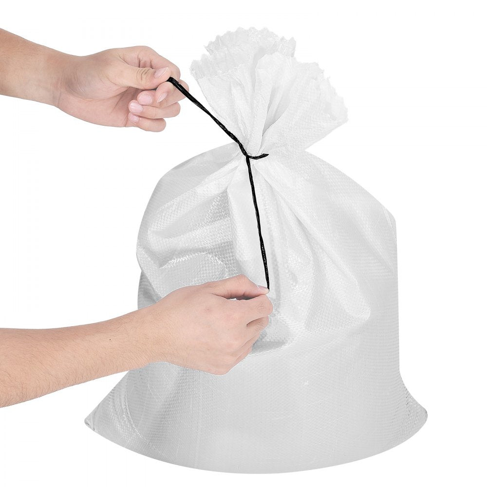 VEVOR Empty Sandbags, 500 Packs 16 x 26 in, Heavy Duty Sand Bags Sacks with Ties, 50lb Capacity Woven Polypropylene Sandbags, Tear-Resistant & UV-Resistant Sand Bags for Flood Protection Barrier