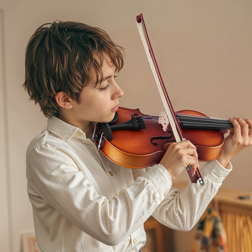 VEVOR Violin 3/4 Size for Adults, Violin Fiddle Set for Beginners with Hard Case, Rosin, Bow, Shoulder Rest, Bridge, Tuner and Extra Strings, Professional Musical Instruments for Student (Brown)