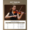 VEVOR Violin 4/4 Full Size for Adults, Violin Fiddle Set for Beginners with Hard Case, Rosin, Bow, Shoulder Rest, Bridge, Tuner and Extra Strings, Professional Musical Instruments for Student (Brown)