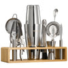 VEVOR Cocktail Shaker Set, 13-Piece Stainless Steel Bar Tools with Bamboo Stand, Boston Bartender Kit Accessories | Mixer Spoon, Muddler, Jigger, Strainer, Liquor Pourers, Ice Scoop, Lemon Zester