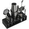 VEVOR Cocktail Shaker Set, 13-Piece Stainless Steel Bar Tools with Bamboo Stand, Boston Bartender Kit | Mixer Spoon, Muddler, Jigger, Strainer, Liquor Pourers, Ice Scoop, Lemon Zester, Gunmetal