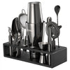 VEVOR Cocktail Shaker Set, 13-Piece Stainless Steel Bar Tools with Bamboo Stand, Boston Bartender Kit | Mixer Spoon, Muddler, Jigger, Strainer, Liquor Pourers, Ice Scoop, Lemon Zester, Gunmetal