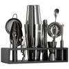 VEVOR Cocktail Shaker Set, 13-Piece Stainless Steel Bar Tools with Bamboo Stand, Boston Bartender Kit | Mixer Spoon, Muddler, Jigger, Strainer, Liquor Pourers, Ice Scoop, Lemon Zester, Gunmetal