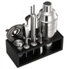 VEVOR Cocktail Shaker Set, 13-Piece Stainless Steel Bar Tools with Bamboo Stand, Martini Bartender Kit Accessories | Mixer Spoon, Muddler, Jigger, Strainer, Liquor Pourers, Ice Tong, Corkscrew, Silver