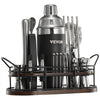 VEVOR Cocktail Shaker Set, 23-Piece Stainless Steel Bar Tools with Bamboo Stand, Martini Bartender Kit Accessories | Mixer Spoon, Muddler, Jiggers, Strainer, Liquor Pourers, Ice Tong, Corkscrew