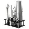 VEVOR Cocktail Shaker Set, 14-Piece Stainless Steel Bar Tools with Acrylic Stand, Boston Bartender Kit Accessories | Mixer Spoon, Muddler, Jiggers, Strainer, Liquor Pourer, Ice Tong, Corkscrew, Silver