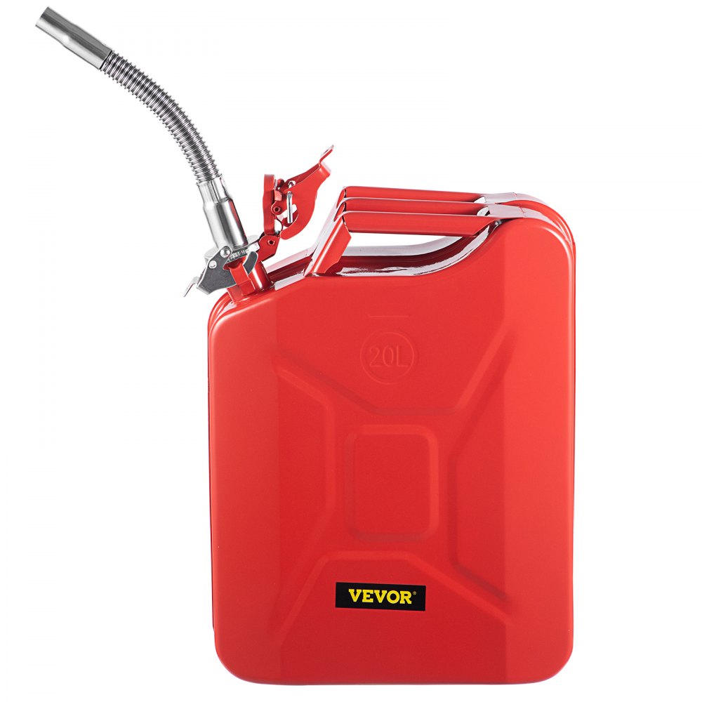 VEVOR Jerry Fuel Can, 5.3 Gallon / 20 L Portable Jerry Gas Can with Flexible Spout System, Rustproof ＆ Heat-resistant Steel Fuel Tank for Cars Trucks Equipment, Red