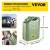 VEVOR Jerry Fuel Can, 5.3 Gallon / 20 L Portable Jerry Gas Can with Flexible Spout System, Rustproof ＆ Heat-resistant Steel Fuel Tank for Cars Trucks Equipment, 2PCS Green