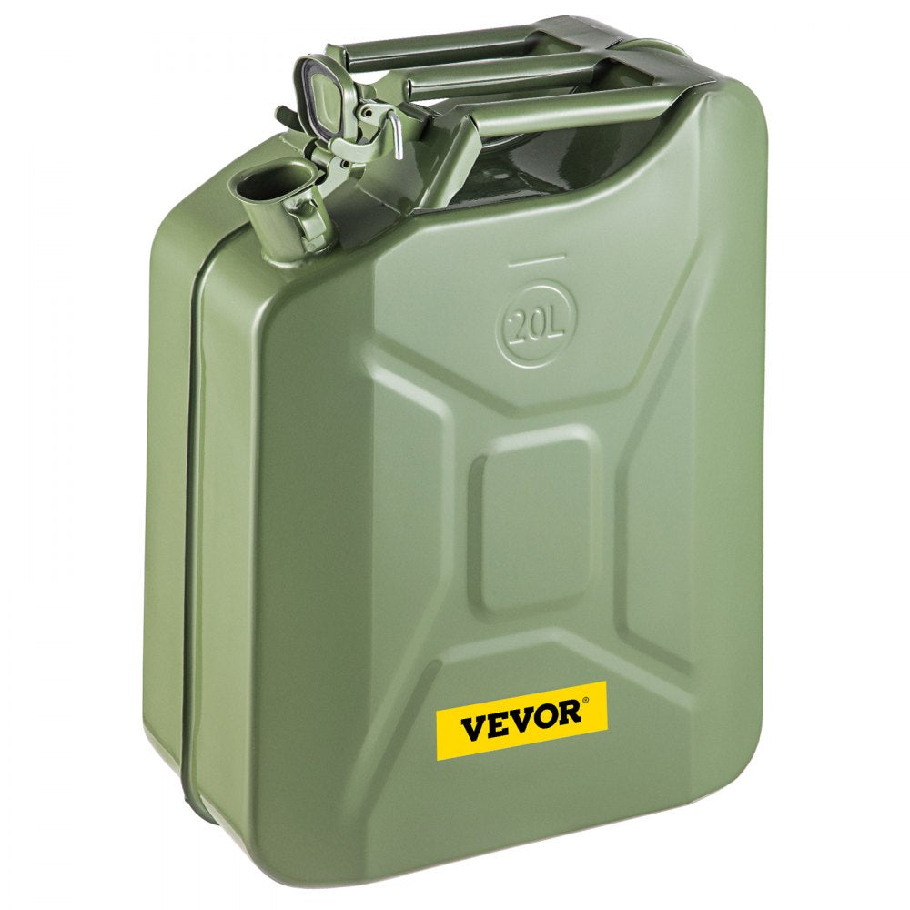 VEVOR Jerry Fuel Can, 5.3 Gallon / 20 L Portable Jerry Gas Can with Flexible Spout System, Rustproof ＆ Heat-resistant Steel Fuel Tank for Cars Trucks Equipment, 2PCS Green