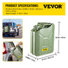 VEVOR Jerry Fuel Can, 5.3 Gallon / 20 L Portable Jerry Gas Can with Flexible Spout System, Rustproof ＆ Heat-resistant Steel Fuel Tank for Cars Trucks Equipment, Green
