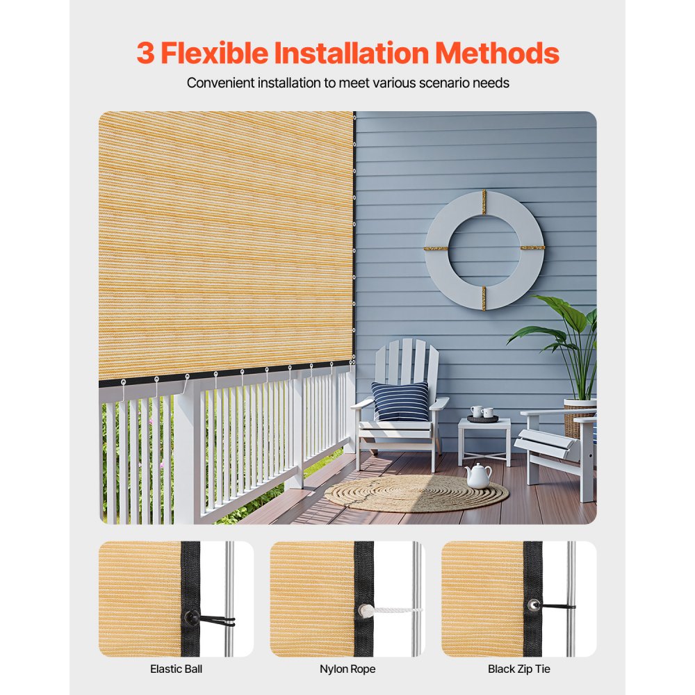 VEVOR 90% Sun Shade Cloth, 12 x 20 ft Pergola Shade Cover with Stainless Steel Grommets, Sun Shades Canopy Privacy Screen with 160 GSM HDPE Material, for Outdoor, Patio, Garden, and Backyard (Beige)