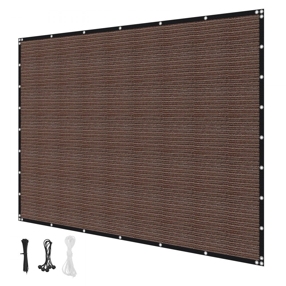 VEVOR 90% Sun Shade Cloth, 8 x 12 ft Pergola Shade Cover with Stainless Steel Grommets, Sun Shades Canopy Privacy Screen with 140 GSM HDPE Material, for Outdoor, Patio, Garden, and Backyard (Brown)