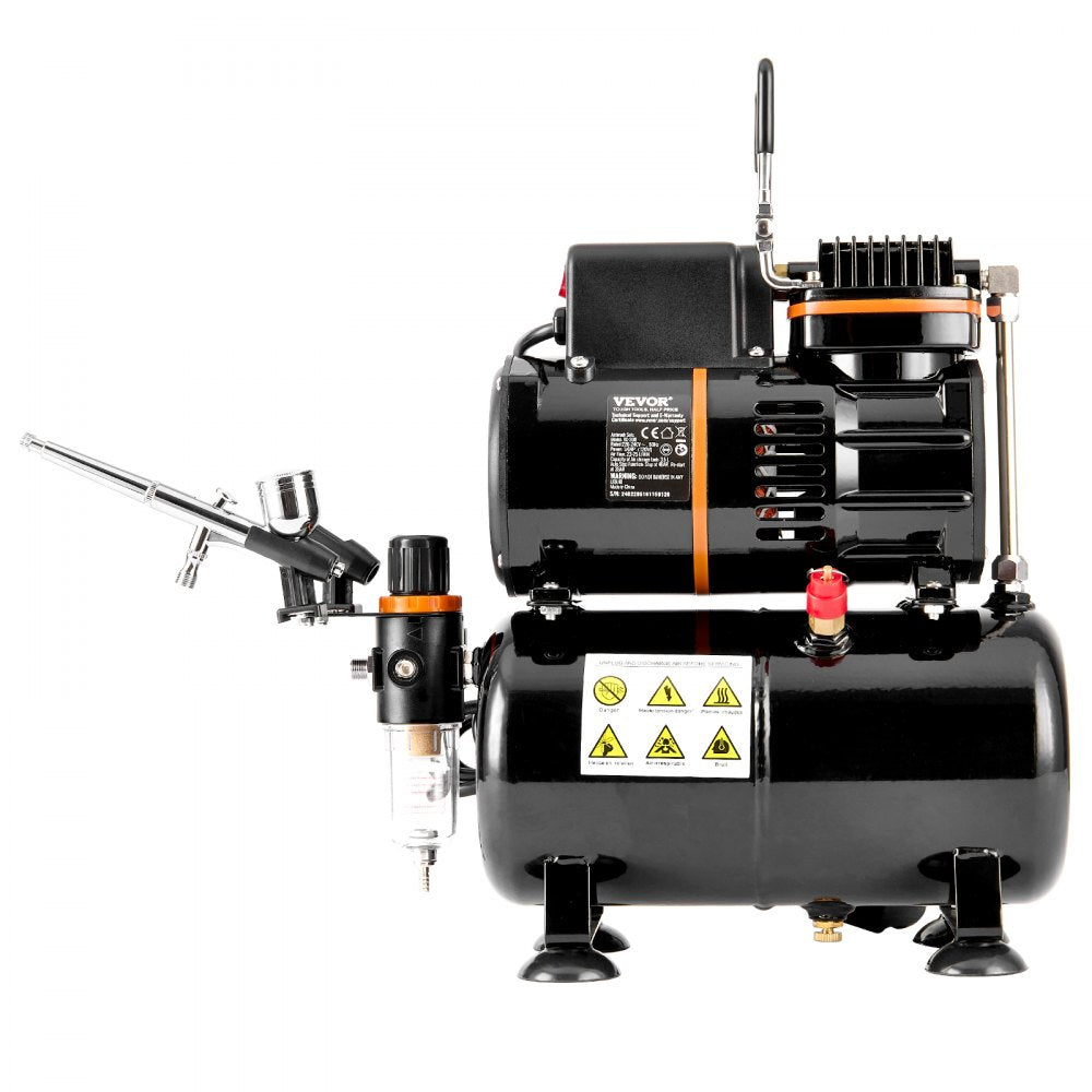 VEVOR Airbrush Kit, Dual Fan Air Tank Compressor System Kit with 3.5L Air Storage Tank, Air Brush Set with 0.3 mm Tip Airbrush, Holder, Color Mixing Wheel, Cleaning Brush Set, Art Nail Cookie Tattoo