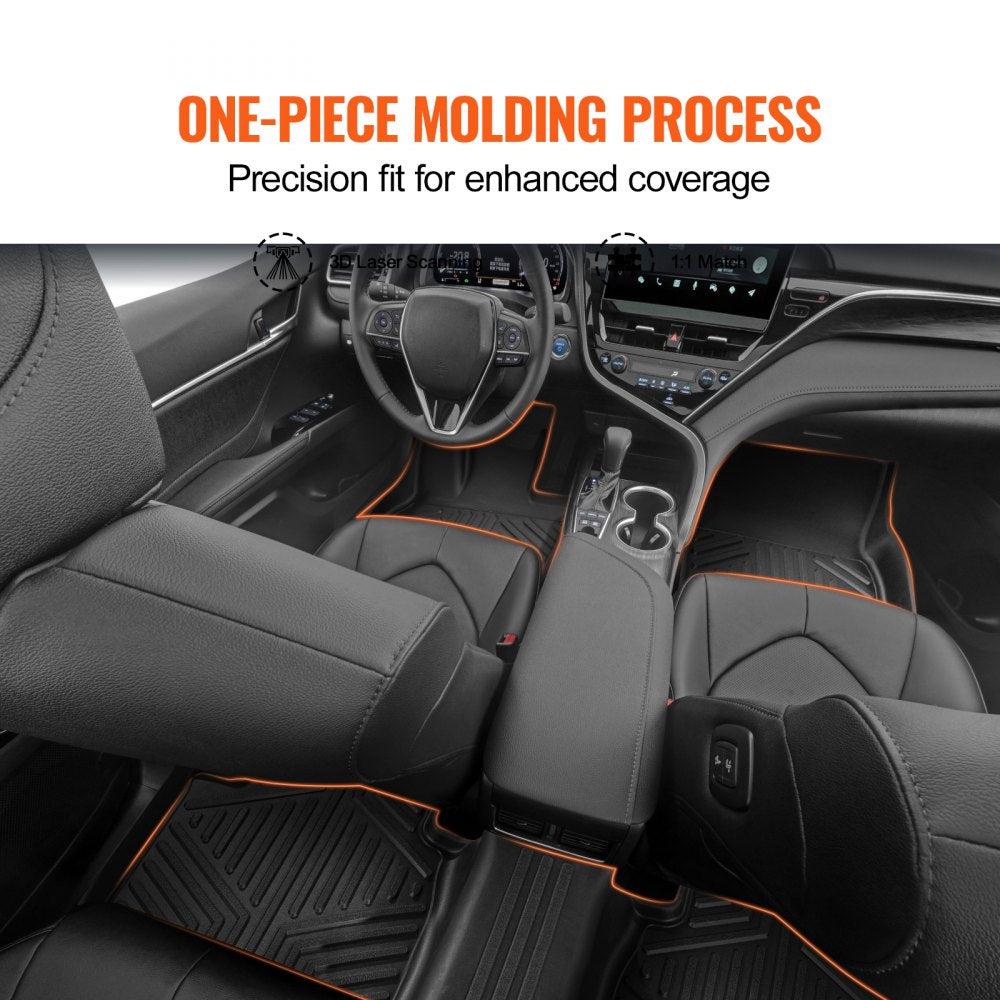 VEVOR Automotive Floor Mats, Fits for Toyota Camry 2018-2024, 3 pcs Front and 2nd Row Liners, All Weather Custom Fit TPE Vehicle Floor Mats, Easy to Clean and Secure Floor Liners for SUV, Black