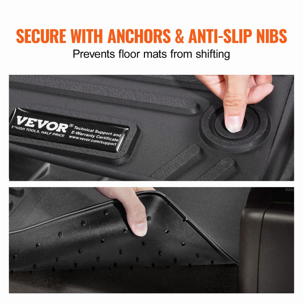 VEVOR Automotive Floor Mats, Fits for Toyota Camry 2018-2024, 3 pcs Front and 2nd Row Liners, All Weather Custom Fit TPE Vehicle Floor Mats, Easy to Clean and Secure Floor Liners for SUV, Black