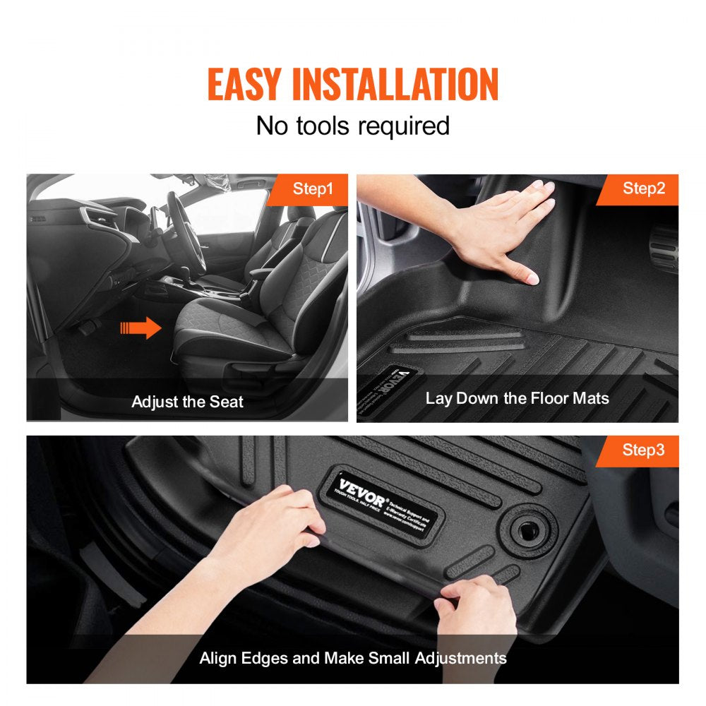 VEVOR Automotive Floor Mats, Fits for Toyota Camry 2018-2024, 3 pcs Front and 2nd Row Liners, All Weather Custom Fit TPE Vehicle Floor Mats, Easy to Clean and Secure Floor Liners for SUV, Black