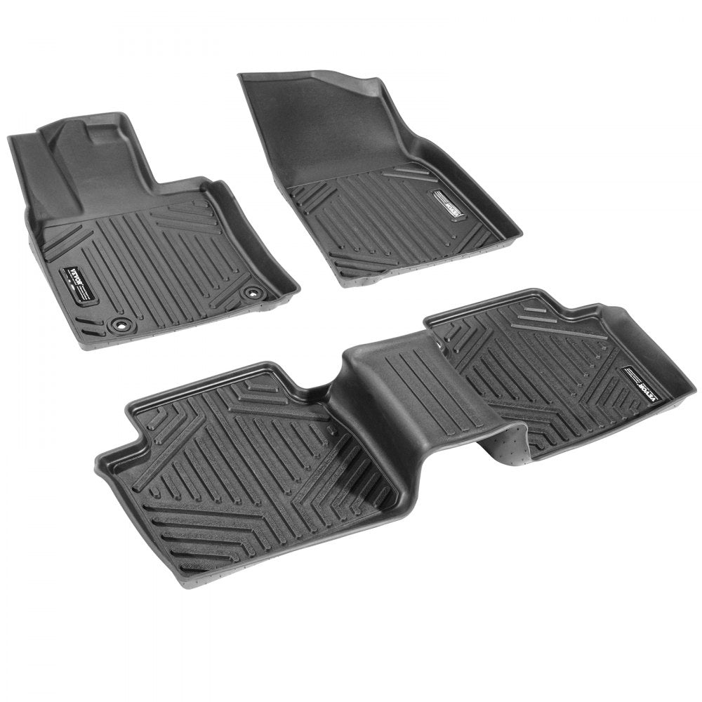 VEVOR Automotive Floor Mats, Fits for Toyota Camry 2018-2024, 3 pcs Front and 2nd Row Liners, All Weather Custom Fit TPE Vehicle Floor Mats, Easy to Clean and Secure Floor Liners for SUV, Black