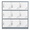VEVOR 9 Doors Metal Locker, Lockable Steel Storage Cabinet, 66 lbs Loading Capacity, 2 Keys for Each Door, 3 Tiers Employee Lockers for Office, School, Gym, Easy Assembly, 35.4 x 17.7 x 37 in, Gray