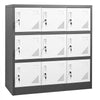 VEVOR 9 Doors Metal Locker Lockable Steel Storage Cabinet 66 lbs Load Gray, for Office School Gym, 2 Keys for Each Door, 3 Tiers Employee Lockers with Metal Hinges, Easy Assembly, 35.4 x 17.7 x 37 in