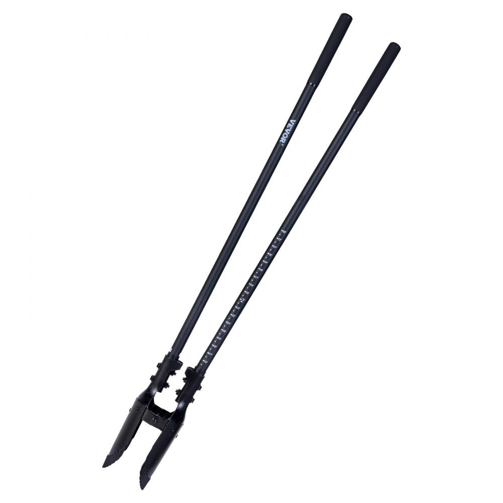 VEVOR Post Hole Digger, Heavy Duty Post Hole Digger with Fiberglass Handle, Manual Hole Digger with Scale Markings and Metal Blade, Post Hole Digger Tool for Digging Gardening and Outdoors, 57.5-Inch