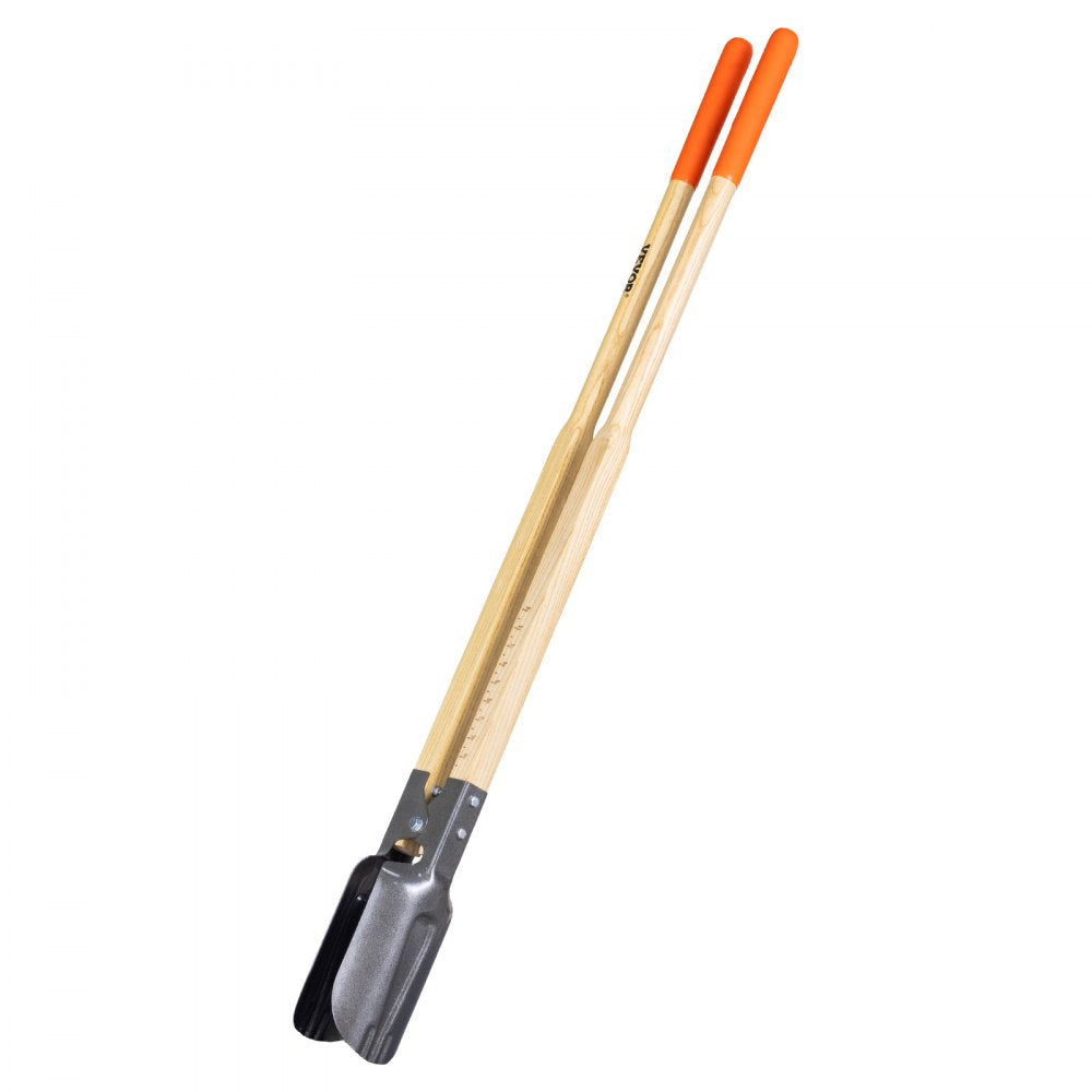 VEVOR Post Hole Digger, Heavy Duty Post Hole Digger with Wood Handle, Manual Hole Digger with Scale Markings and Metal Blade, Post Hole Digger Tool for Digging Yard Work Gardening Outdoors, 57.5-Inch