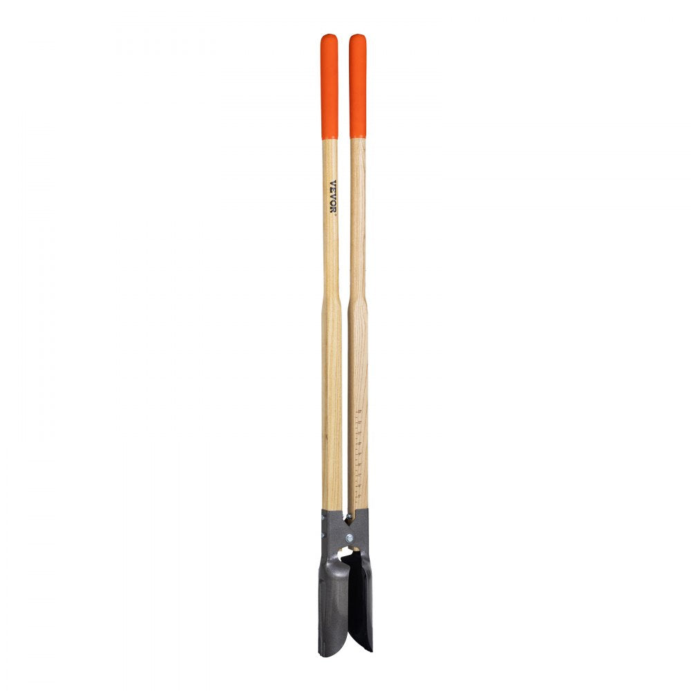 VEVOR Post Hole Digger, Heavy Duty Post Hole Digger with Wood Handle, Manual Hole Digger with Scale Markings and Metal Blade, Post Hole Digger Tool for Digging Yard Work Gardening Outdoors, 57.5-Inch