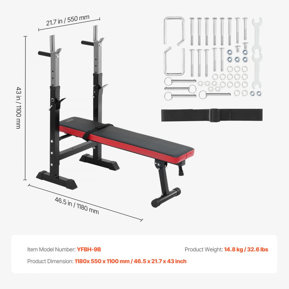 VEVOR Weight Bench, Adjustable Weight Bench for Full Body Workout, 400lbs Exercise Sit up Bench for Home Gym Strength Training, Weight Bench Press with Quick Folding and Fast Adjustment