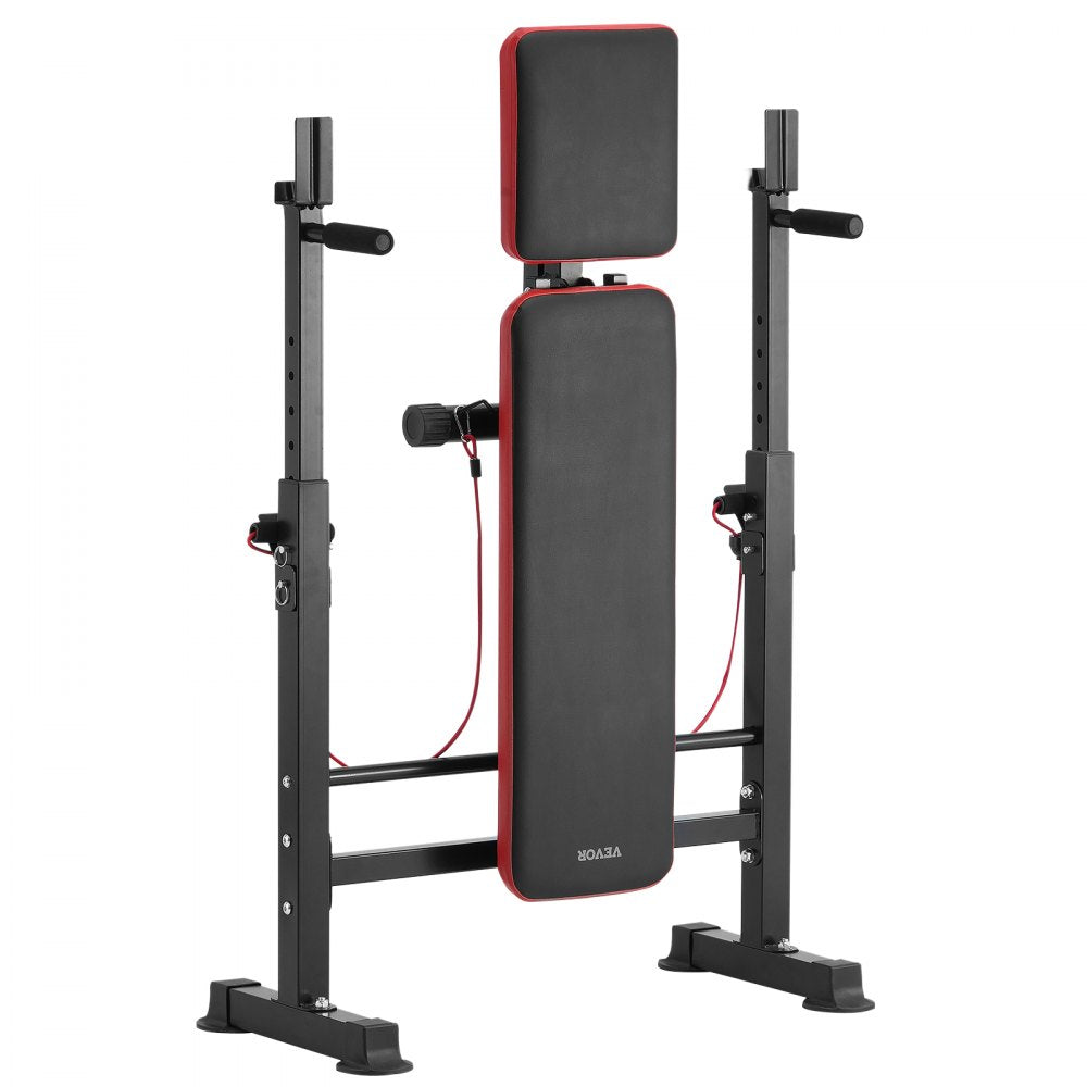 VEVOR 6-in-1 Weight Bench Set, 600lbs Adjustable Workout Bench Press, Exercise Sit up Bench for Home Gym Strength Training, Quick Folding Incline Decline Flat Bench