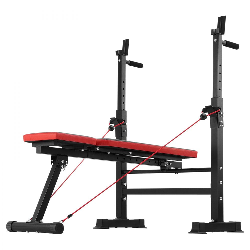 VEVOR 6-in-1 Weight Bench Set, 600lbs Adjustable Workout Bench Press, Exercise Sit up Bench for Home Gym Strength Training, Quick Folding Incline Decline Flat Bench
