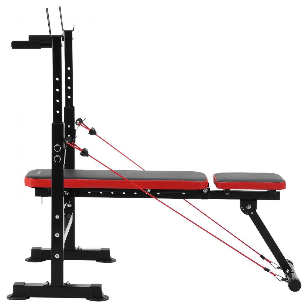 VEVOR 6-in-1 Weight Bench Set, 600lbs Adjustable Workout Bench Press, Exercise Sit up Bench for Home Gym Strength Training, Quick Folding Incline Decline Flat Bench