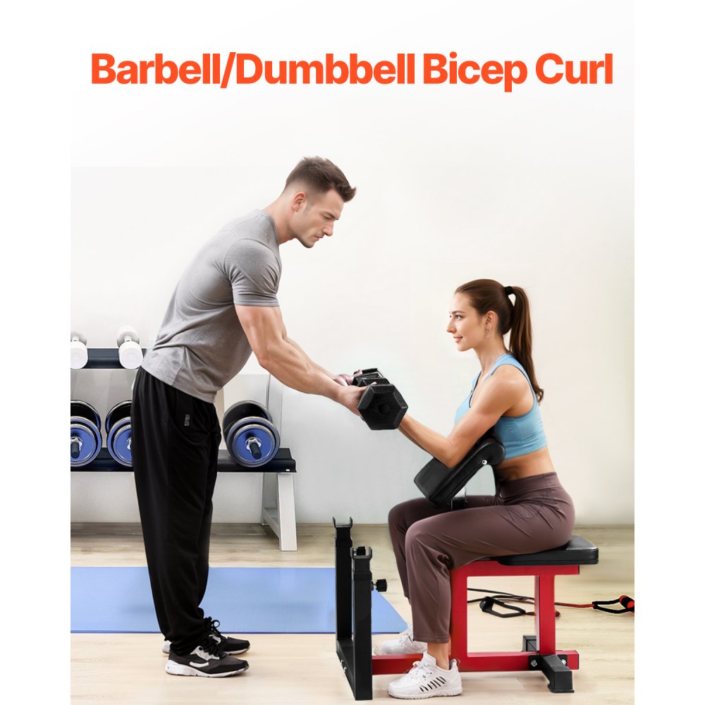 VEVOR Weight Bench with Leg Extension, Strength Training Benches, Max load 440 LBS Home Gym Bench Fitness Equipment, Seated Arm Isolated Barbell Dumbbell Bicep Station, Workout Bench for Home Gym