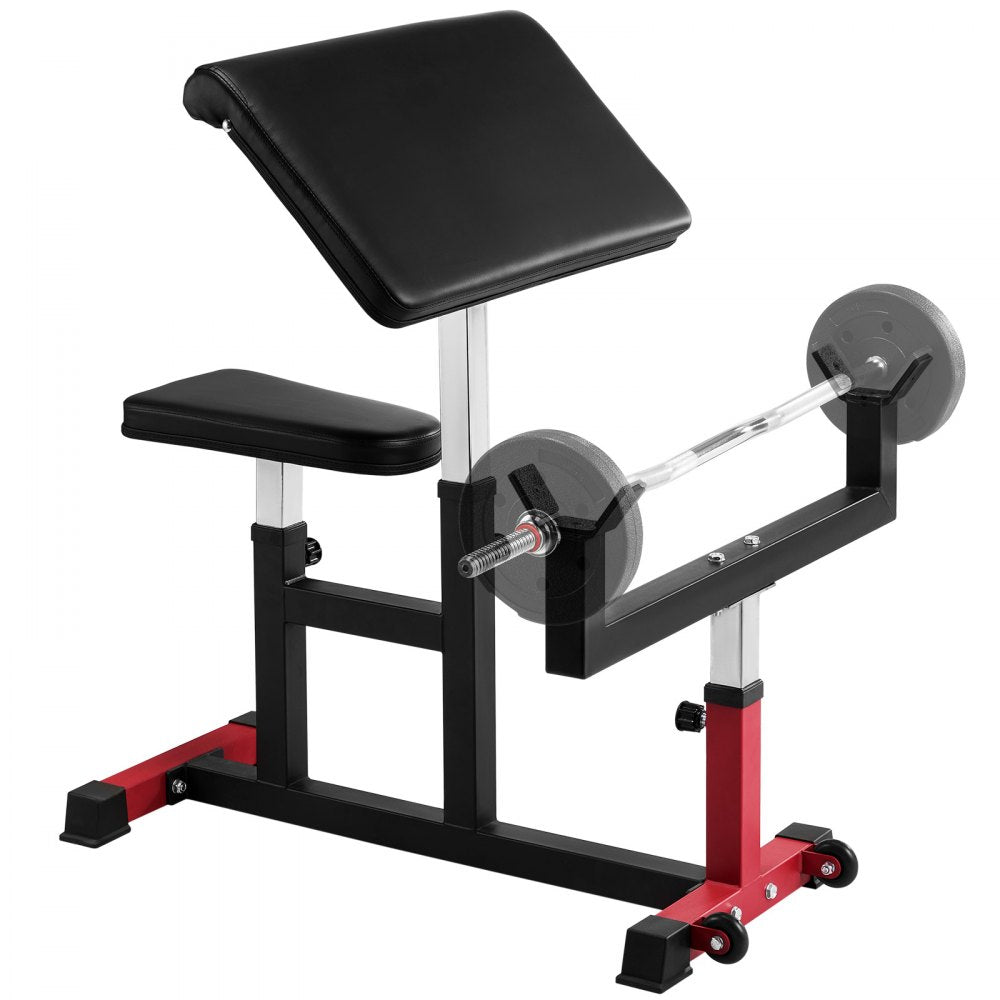 VEVOR Preacher Curl Bench, Strength Training Biceps Machine, Max load 440 LBS Home Gym Equipment, Seated Arm Isolated Barbell Dumbbell Bicep Station, Adjustable Weight Benches for Home Gym