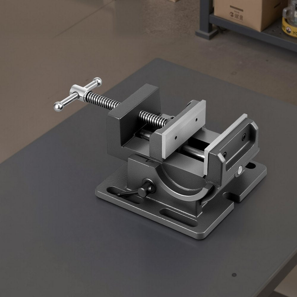 VEVOR Tilting Vise, 4.25 Inch Jaw Width, Portable Drill Press Bench Vise, 0–90° Adjustable Tilt, Durable Cast Iron Construction, Workbench Vice for Woodworking, for Benchtops and Drill Presses, Black