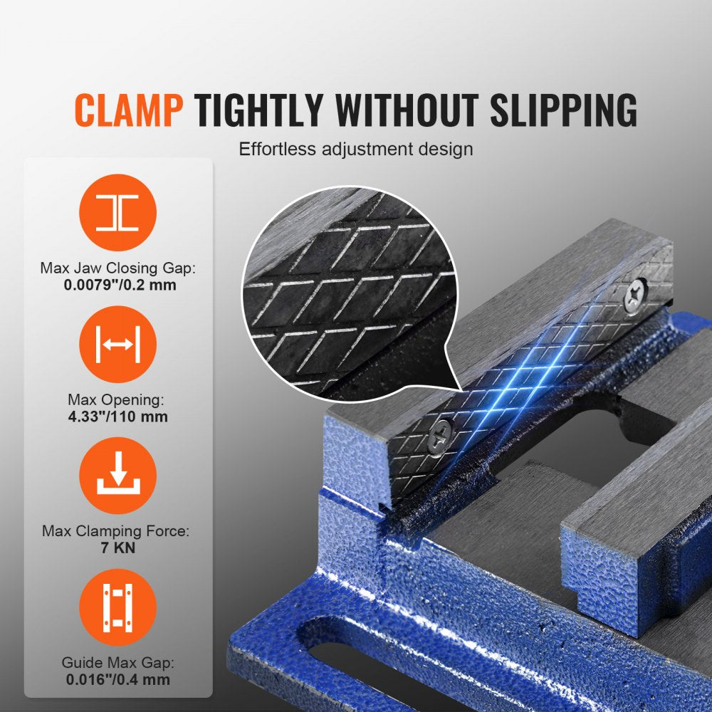 VEVOR Drill Clamp, 4" Sturdy Workshop Vise, Compact Bench Clamp for Drilling, 6.6" Width, 4.33" Opening, Ideal for Milling, Woodworking, Equipment Upkeep