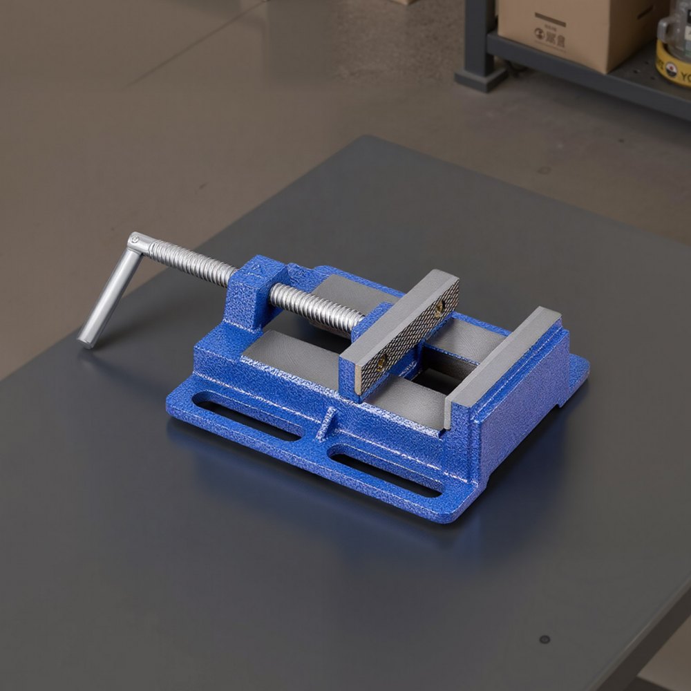 VEVOR Drill Press Vise, 6 Inch Jaw Width, Portable Bench Vise, Slotted Base for Easy Installation, Durable Cast Iron Construction, Workbench Vice, for Woodworking, Metalworking, Drilling, and Cutting