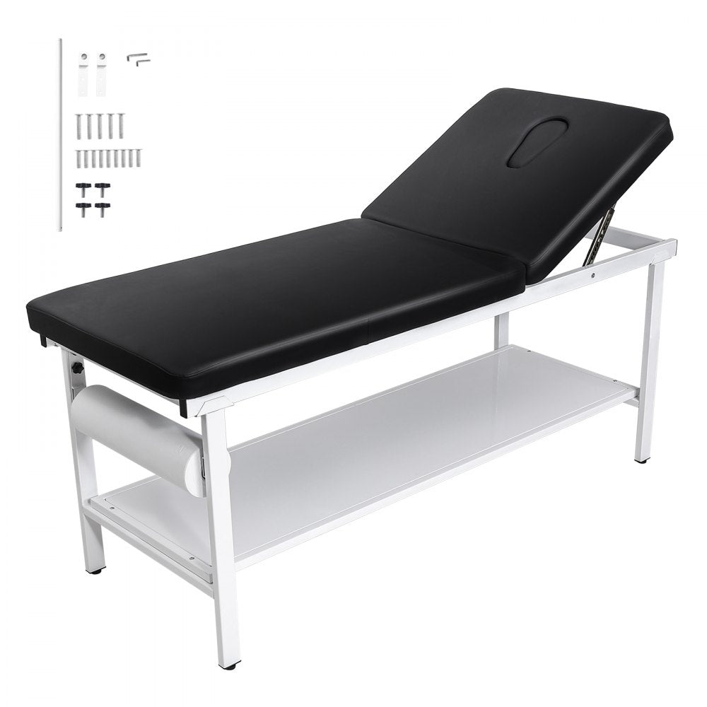 VEVOR Medical Exam Table, 500LBS Loading Medical Examination Bed with 0°–40° Adjustable Backrest, Physical Therapy Exam Table with Storage Shelf & Paper Roll Dispenser for Hospital Clinic Rehab Center