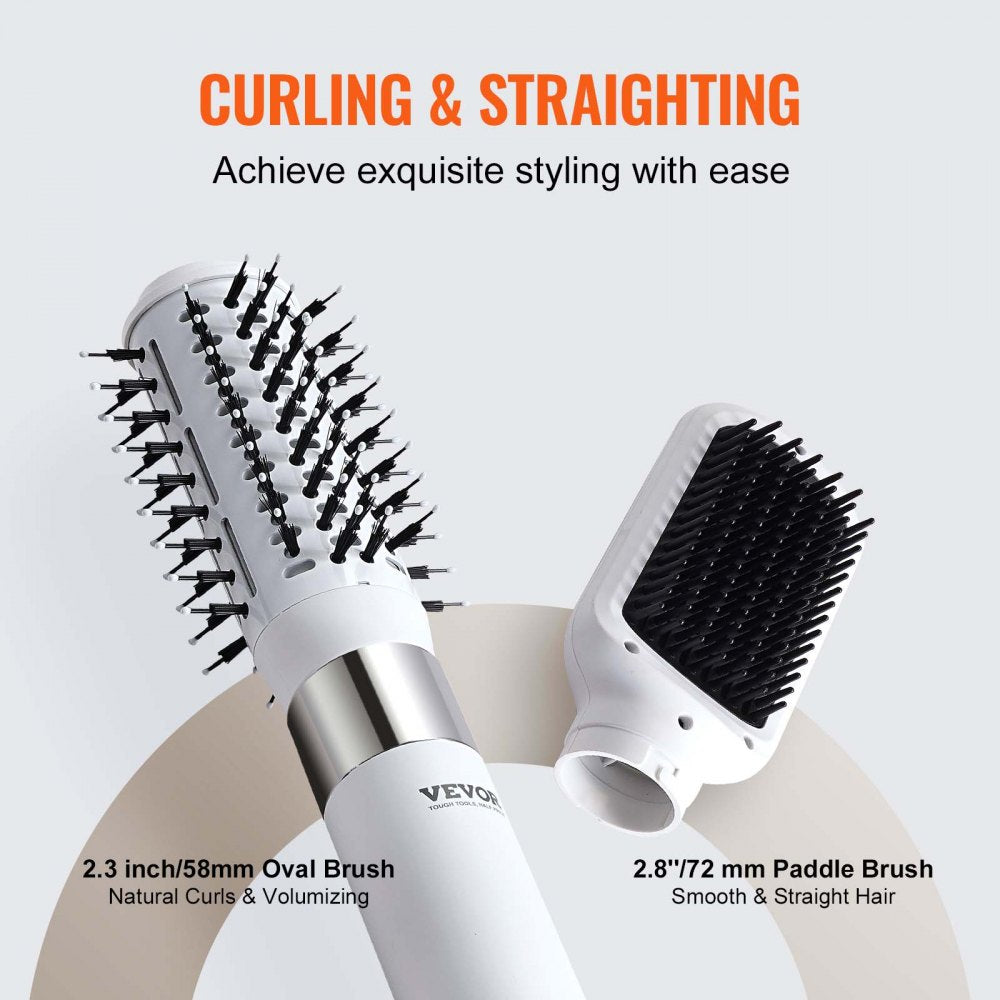 VEVOR Hair Dryer Styler, Ionic Hair Dryer Brush, 110,000RPM High-Speed Hot Air Styler with Brushless Motor, Oval & Paddle Brush, Blow Dryer Brush Styling Tool for Fast Drying Volumizing Straightening
