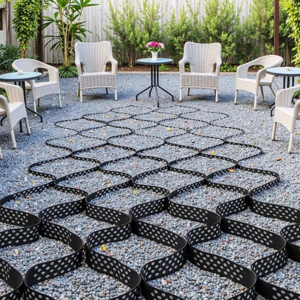 VEVOR Gravel Grid, 3 Inch Depth, 17.06 x 8.86 FT / 5200 x 2700 mm, 1880 LBS Per Sq ft Grass Ground Retainer, Permeable Geo Grids Driveway Stabilization, for Garden, Patio, Walkway, RV Parking Slopes