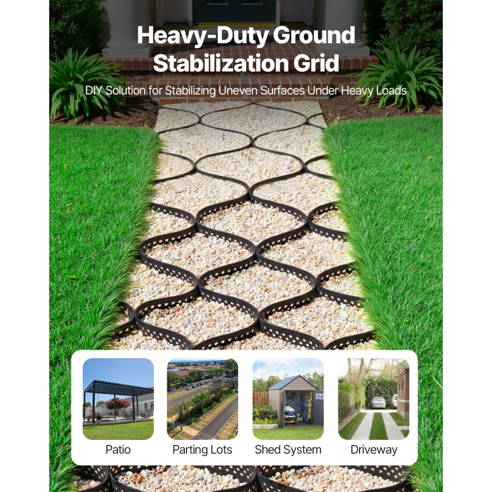 VEVOR Gravel Grid, 3 Inch Depth, 24.93 x 9.52 FT / 7600 x 2900 mm, 1880 LBS Per Sq ft Grass Ground Retainer, Permeable Geo Grids Driveway Stabilization, for Garden, Patio, Walkway, RV Parking Slopes
