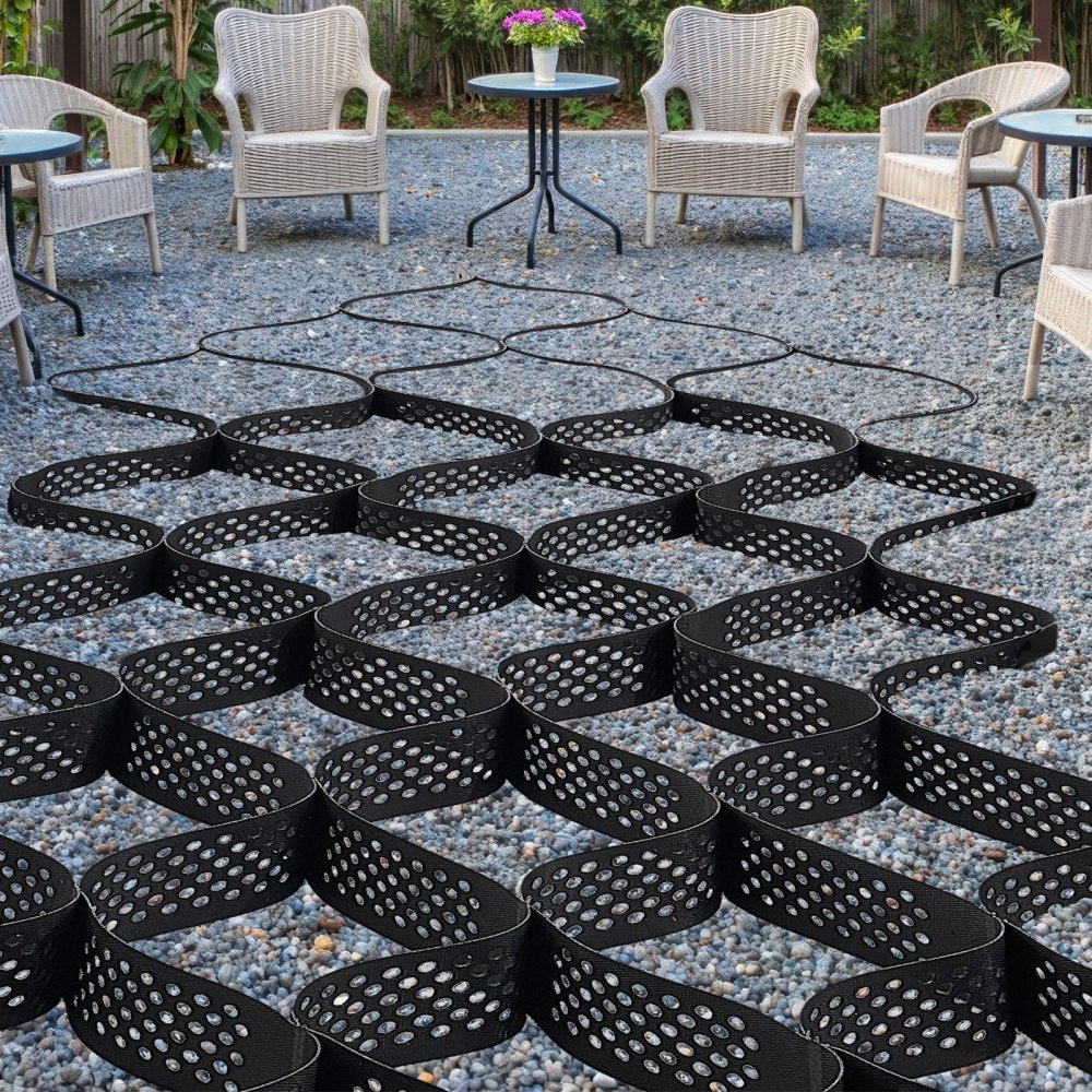 VEVOR Gravel Grid, 4 Inch Depth, 17.06 x 8.86 FT / 5200 x 2700 mm, 1880 LBS Per Sq ft Grass Ground Retainer, Permeable Geo Grids Driveway Stabilization, for Garden, Patio, Walkway, RV Parking Slopes