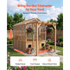 VEVOR Wooden Greenhouse 6'x8' Fir Wood Walk-In Greenhouse Kit with Pergola, for Outdoor Garden Backyard, Heavy Duty Green House with Polycarbonate Panels, Foldable Shelves, Tool Rails & Lockable Door