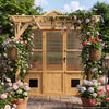 VEVOR Wooden Greenhouse 6'x8' Fir Wood Walk-In Greenhouse Kit with Pergola, for Outdoor Garden Backyard, Heavy Duty Green House with Polycarbonate Panels, Foldable Shelves, Tool Rails & Lockable Door