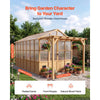 VEVOR Wooden Greenhouse 8'x14' Fir Wood Walk-In Greenhouse Kit with Pergola, for Outdoor Garden Backyard, Heavy Duty Green House with Polycarbonate Panels, Foldable Shelves, Tool Rails & Lockable Door