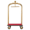 VEVOR Hotel Luggage Cart, 1200 lbs Heavy Duty Bellman Cart with Stainless Steel Frame, 8 in Rubber Wheels, Red Carpeted Deck, Commercial Luggage Carrier Rolling Trolley for Hotels, Resorts, Gold