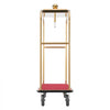VEVOR Hotel Luggage Cart, 1200 lbs Heavy Duty Bellman Cart with Stainless Steel Frame, 8 in Rubber Wheels, Red Carpeted Deck, Commercial Luggage Carrier Rolling Trolley for Hotels, Resorts, Gold
