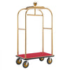 VEVOR Hotel Luggage Cart, 1200 lbs Heavy Duty Bellman Cart with Stainless Steel Frame, 8 in Rubber Wheels, Red Carpeted Deck, Commercial Luggage Carrier Rolling Trolley for Hotels, Resorts, Gold