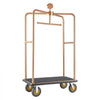VEVOR Hotel Luggage Cart, 1200 lbs Heavy Duty Bellman Cart with Stainless Steel Frame, 8 in Rubber Wheels, Black Carpeted Deck, Commercial Luggage Carrier Rolling Trolley for Hotels,Resorts, Rose Gold